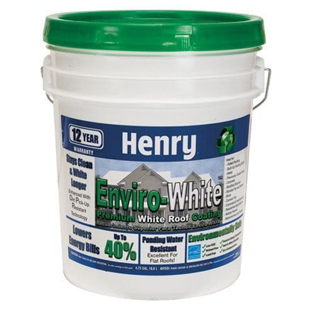 Henry Adhesives Enviro Premium White Roof Coating - Durable - 5 Gal, White