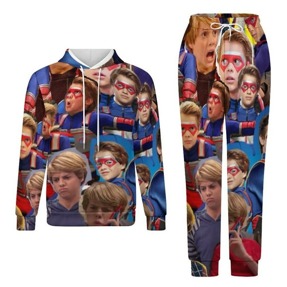 Henry Danger Character Adult Hoodies And Sweatpants Set Sweatshirts Jogger Pants 2 Pcs Hooded Hoody Tracksuits Set Suit Winter Daily Unisex Sweatsuit