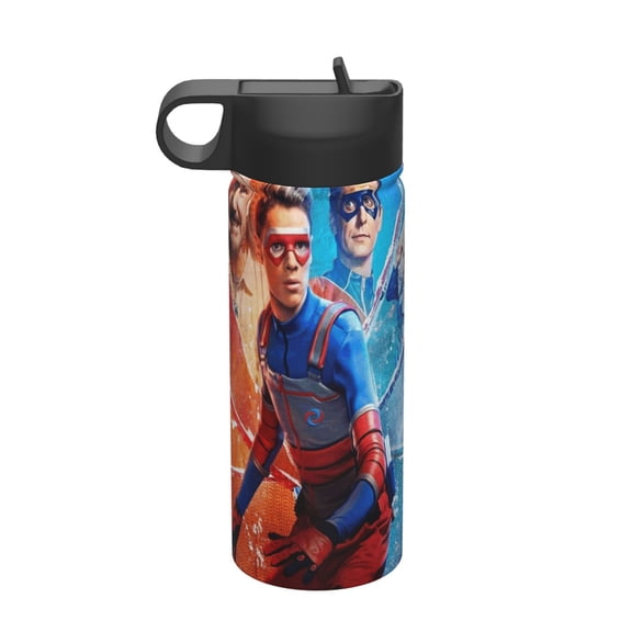 Henry Danger Kids Insulated Water Bottle With Straw - 18 Oz Stainless Steel Double Wall Vacuum Cup, Leakproof, Bpa Free, Suitable For Boys And Girls