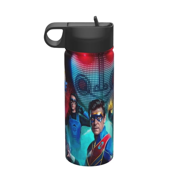 Henry Danger The Movie Kids Insulated Water Bottle With Straw - 18 Oz Stainless Steel Double Wall Vacuum Cup, Leakproof, Bpa Free, Suitable For Boys And Girls