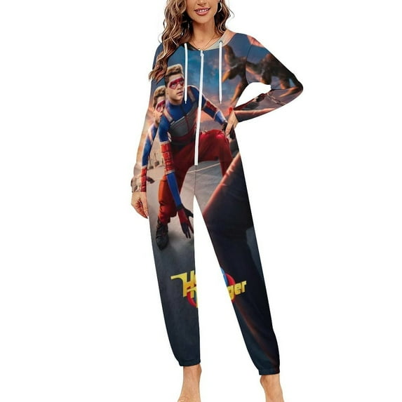 Henry Danger Women Men Pajamas Zipper Onesie Jumpsuit Hooded One Piece Sleepwear
