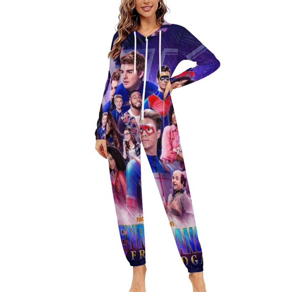 Henry Danger Women Men Pajamas Zipper Onesie Jumpsuit Hooded One Piece Sleepwear