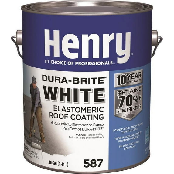 Henry Elastomeric Roof Coating, 1 gal, Pail, White HE587046