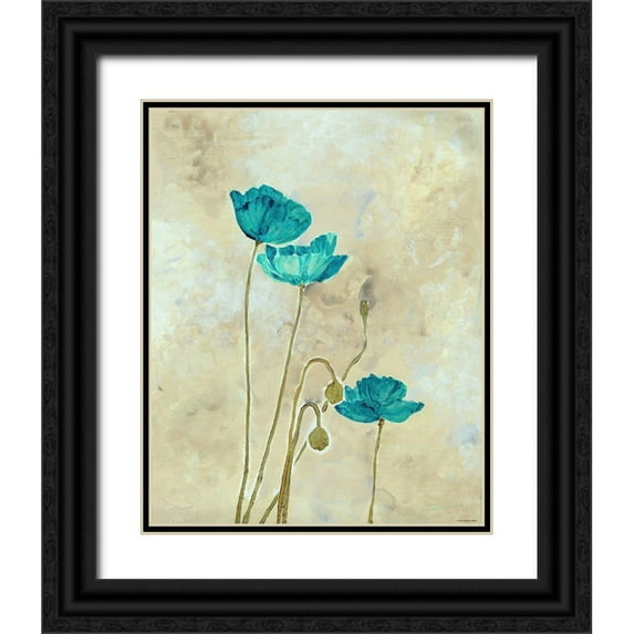 Henry, E. 26x32 Black Ornate Wood Framed with Double Matting Museum Art Print Titled - Tealqoise Flowers 2