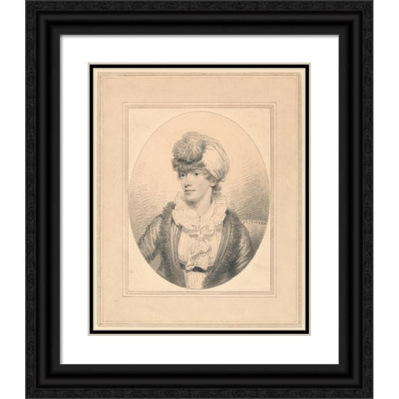 Henry Edridge 15x18 Black Ornate Wood Framed Double Matted Museum Art Print Titled - Portrait of a Young Lady in a Turban