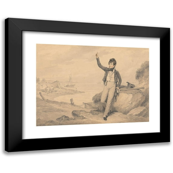 Henry Edridge 24x19 Black Modern Framed Museum Art Print Titled - The Hon. George Pryse Cambell (1793-1858), as a Midshipman (1805)