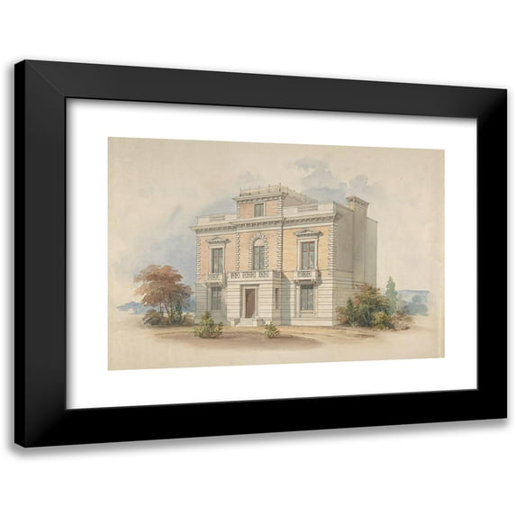 Henry Edward Kendall Jr. 14x11 Black Modern Framed Museum Art Print Titled - An Italianate Villa (1820-85)