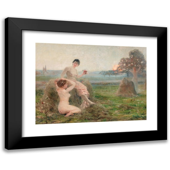 Henry-Eugène Delacroix 18x14 Black Modern Framed Museum Art Print Titled - The Enchanted Hour - the Enchanted Hour (1891)