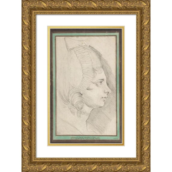 Henry Fuseli 11x14 Gold Ornate Wood Frame and Double Matted Museum Art Print Titled - Portrait of a Young Lady Drawn in Left Profile (ca. 1778-79)