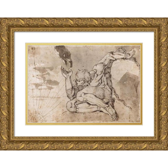 Henry Fuseli 14x11 Gold Ornate Wood Frame and Double Matted Museum Art Print Titled - Prometheus (1770-71)