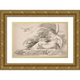 thumbnail image 1 of Henry Fuseli 14x11 Gold Ornate Wood Frame and Double Matted Museum Art Print Titled - Sleeping Woman with a Cupid (1780-1790), 1 of 4