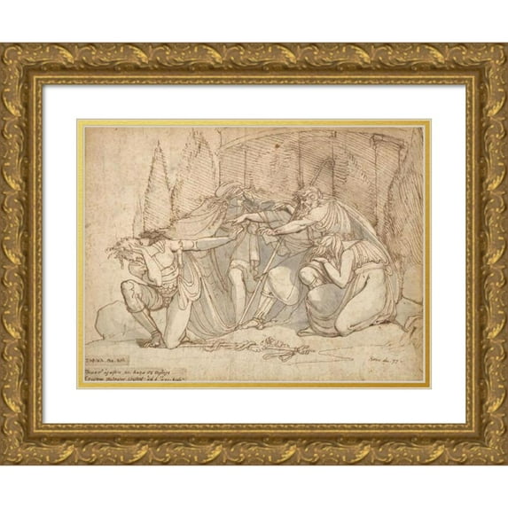 Henry Fuseli 24x19 Gold Ornate Framed and Double Matted Museum Art Print Titled - Oedipus at Colonus, Cursing His Son Polynices (1777)