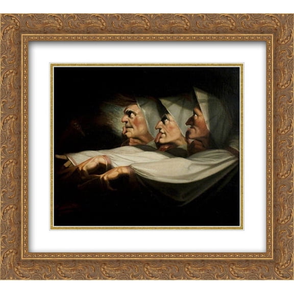Henry Fuseli 2x Matted 24x20 Gold Ornate Framed Art Print 'Macbeth', Act I, Scene 3, the Weird Sisters'