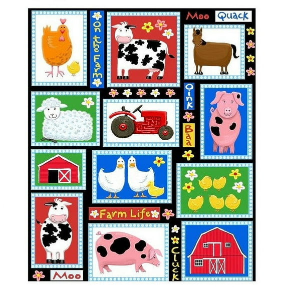 Henry Glass & CoFarm Life~Farm Animals Patchwork 100% Cotton Fabric sold by the yard
