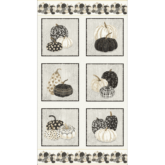 Henry Glass Fall Potpourri 6 Large Blocks Black Fabric By The Panel