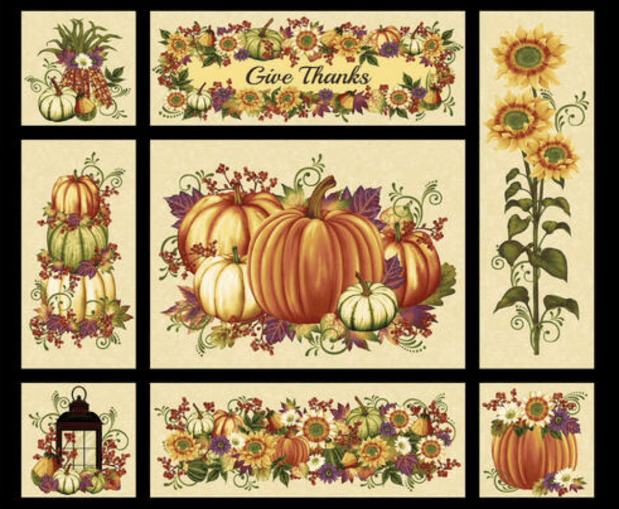 Henry Glass Pumpkin Harvest Panel Cream Cotton Fabric By The Panel ...