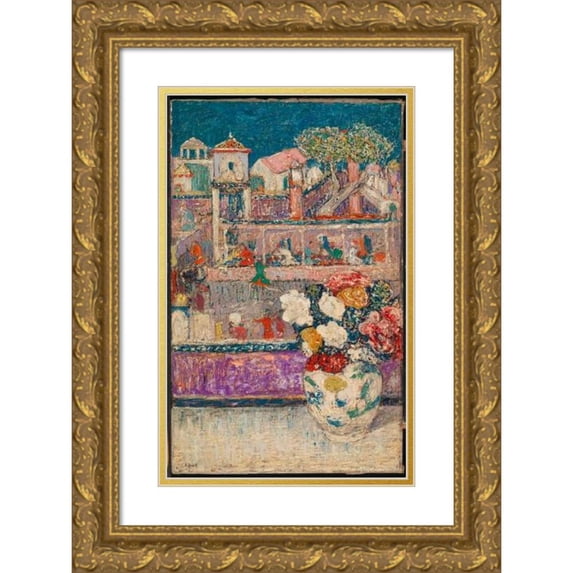 Henry Golden Dearth 17x24 Gold Ornate Framed and Double Matted Museum Art Print Titled - Begonias