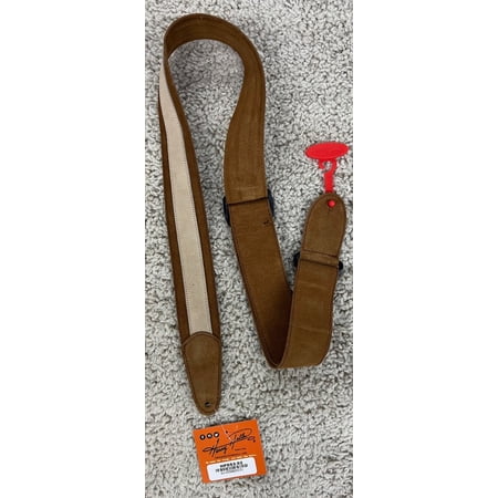 Henry Heller 2" Wide Brown Centered Strip Suede Adjustable Guitar Strap HPDS2-02