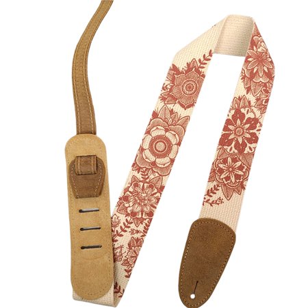 Henry Heller Guitar Strap Cotton David Hale Print Series Suede Leather Flower