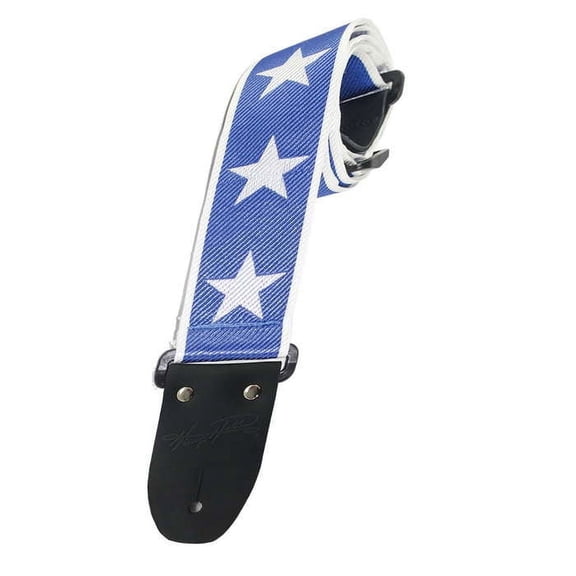 Henry Heller Guitar Strap Deluxe Series 2" Wide Jacquard Blue White Stars