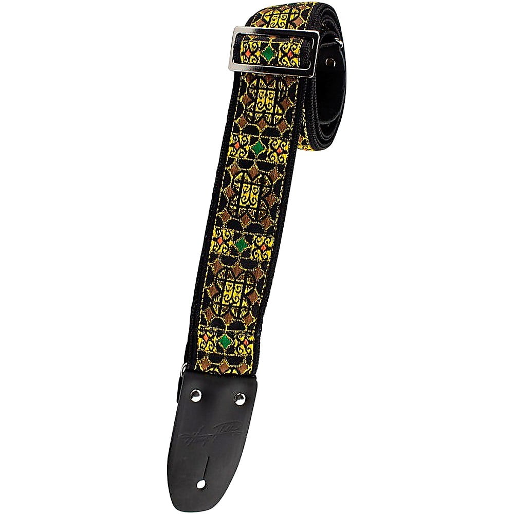 Henry Heller Guitar Strap Jacquard Woven 2" Wide Gold Jewell