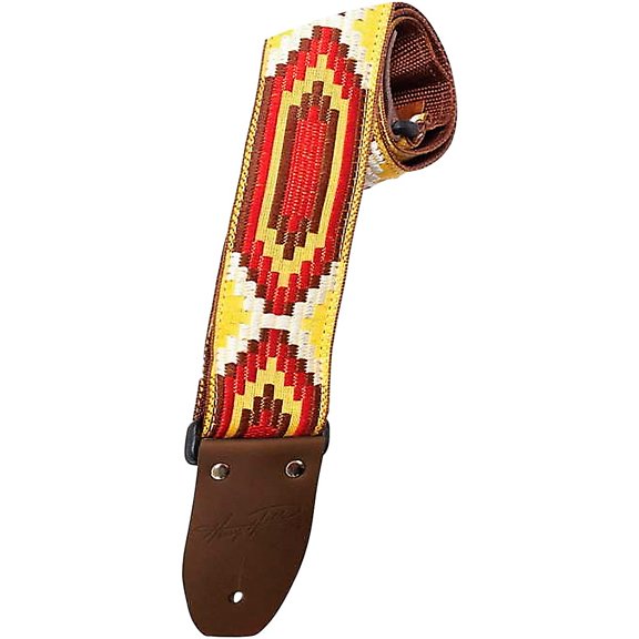 Henry Heller Guitar  Strap - Yellow Red Brown Jacquard Woven
