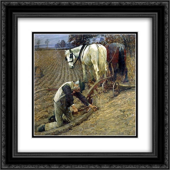 Henry Herbert La Thangue 2x Matted 20x20 Black Ornate Framed Art Print 'The Last Furro'