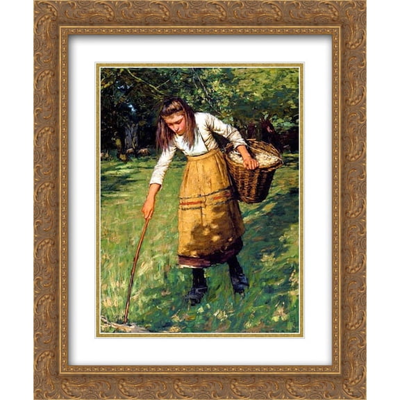 Henry Herbert La Thangue 2x Matted 20x24 Gold Ornate Framed Art Print 'Gathering Wool'