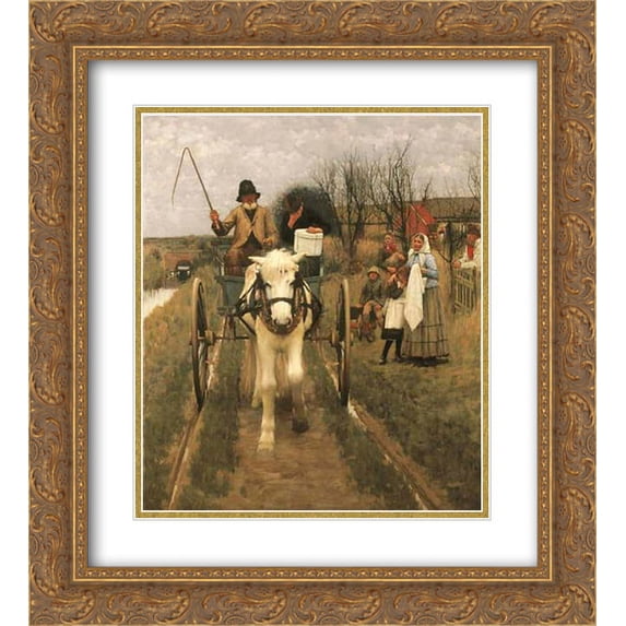 Henry Herbert La Thangue 2x Matted 20x24 Gold Ornate Framed Art Print 'Leaving Home'