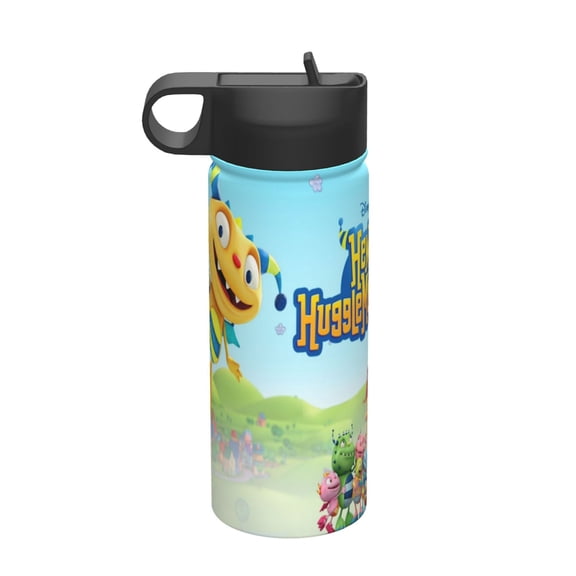 Henry Hugglemonsters Kids Insulated Water Bottle With Straw - 18 Oz Stainless Steel Double Wall Vacuum Cup, Leakproof, Bpa Free, Suitable For Boys And Girls