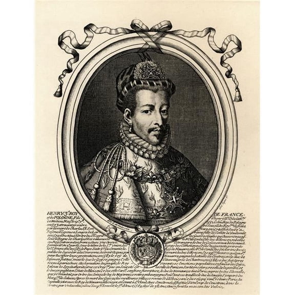 Henry III 1551-89 King of France - Son of King Henry II & Catherine De Medici From An Engraving by Larmessin Poster Print