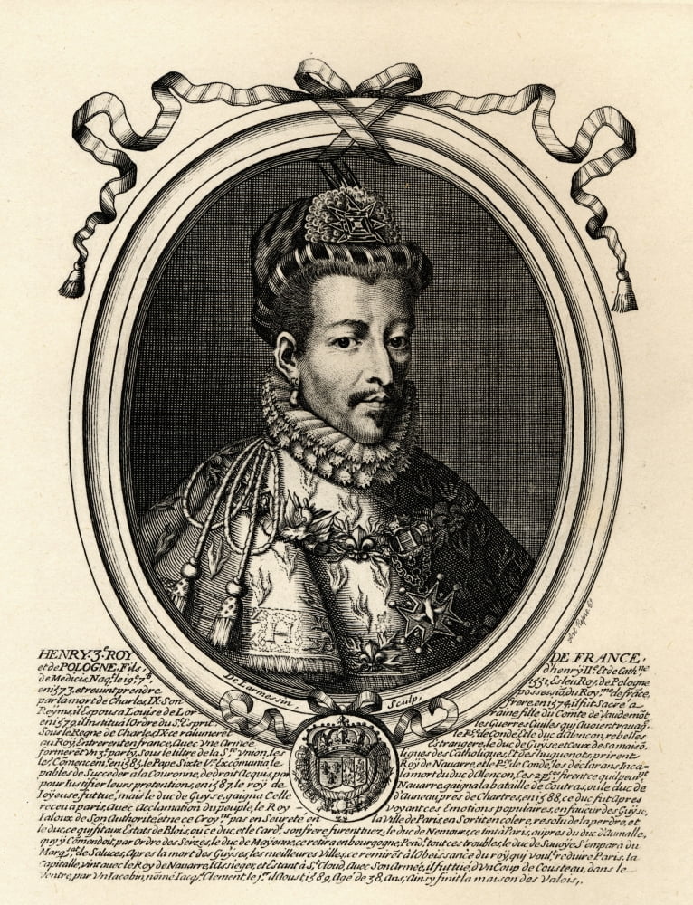Henry Iii 1551-89 King Of France (1574-89) Son Of King Henry Ii And Catherine De Medici From An Engraving By Larmessin Canvas Art - Ken Welsh Design Pics (13 x 17)