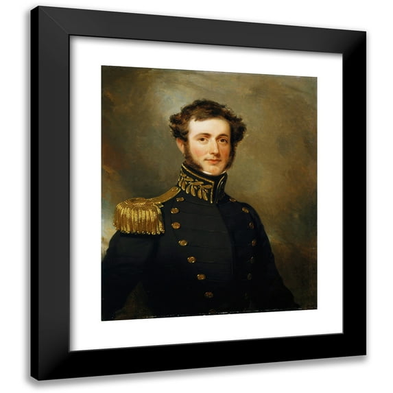 Henry Inman 12x14 Black Modern Framed Museum Art Print Titled - Lieutenant Philip Augustus Stockton (1833)