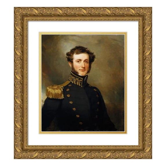 Henry Inman 15x17 Gold Ornate Wood Frame and Double Matted Museum Art Print Titled - Lieutenant Philip Augustus Stockton (1833)