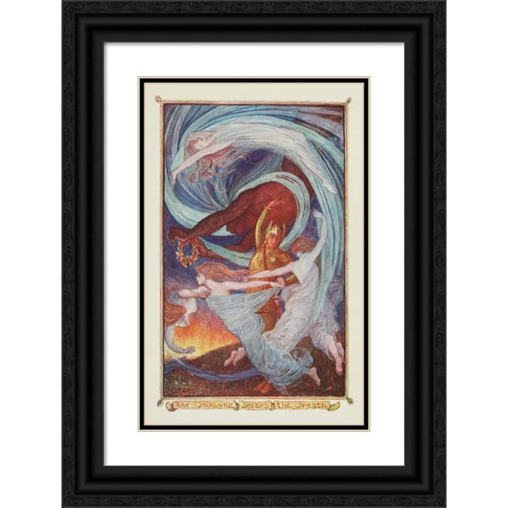 Henry Justice Ford 11x14 Black Ornate Wood Framed Double Matted Museum Art Print Titled: The Whirlwind Seizes the Wreath (1906)