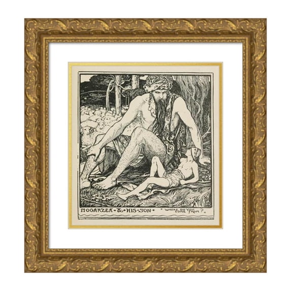 Henry Justice Ford 12x13 Gold Ornate Wood Frame and Double Matted Museum Art Print Titled - Mogarzea and His Son; Where Do You Come from (1906)