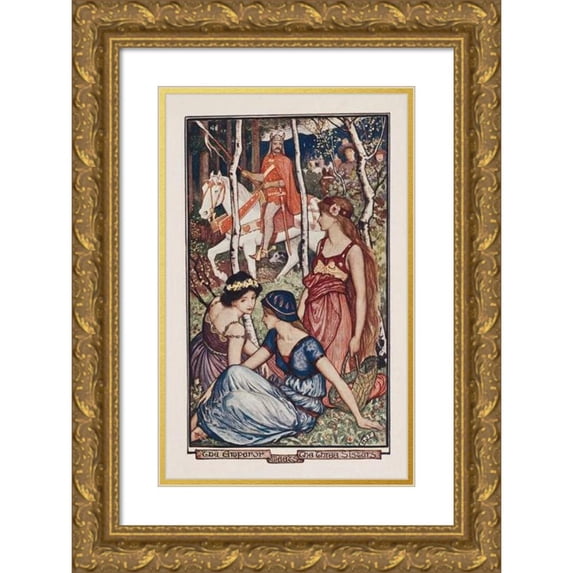 Henry Justice Ford 13x18 Gold Ornate Wood Frame and Double Matted Museum Art Print Titled - The Emperor Meets the Three Sisters (1901)