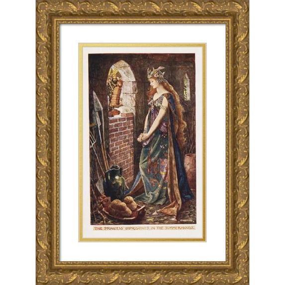 Henry Justice Ford 16x24 Gold Ornate Framed and Double Matted Museum Art Print Titled - The Princess Imprisoned in the Summerhouse (1906)