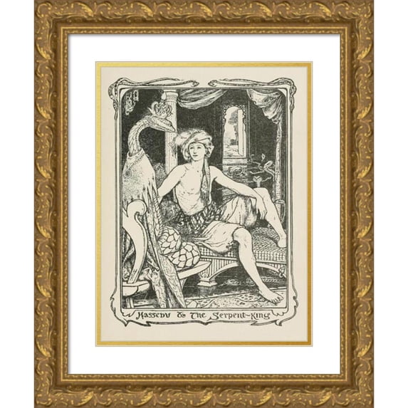 Henry Justice Ford 19x24 Gold Ornate Framed and Double Matted Museum Art Print Titled - Hassebu and the Serpent-King (1906)