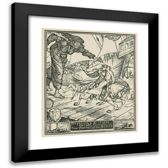 Henry Justice Ford 20x22 Black Modern Framed Museum Art Print Titled - Fet-Fruners and Lliane Escape from the Mother of the Genius (1906)
