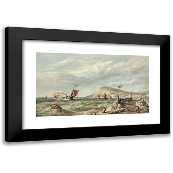 Henry King Taylor 14x10 Black Modern Framed Museum Art Print Titled - Bustling Activity off the French Coast