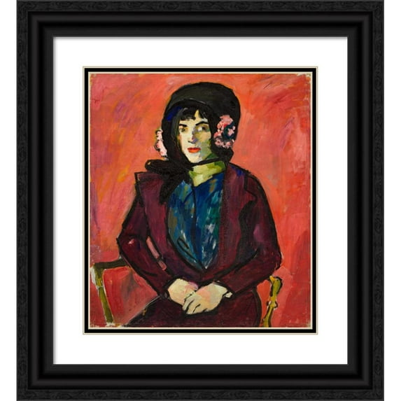 Henry Lyman Saÿen 12x14 Black Ornate Wood Framed Double Matted Museum Art Print Titled: Portrait of a Girl (1909-1914)