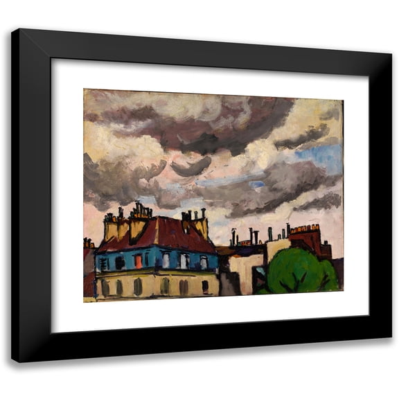 Henry Lyman Saÿen 14x12 Black Modern Framed Museum Art Print Titled - Rooftops and Clouds, Paris (1910-1912)