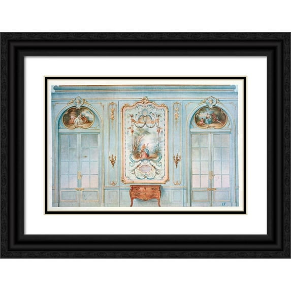 Henry Lyman Saÿen 18x13 Black Ornate Wood Framed Double Matted Museum Art Print Titled - Untitled (Figure and Buildings)