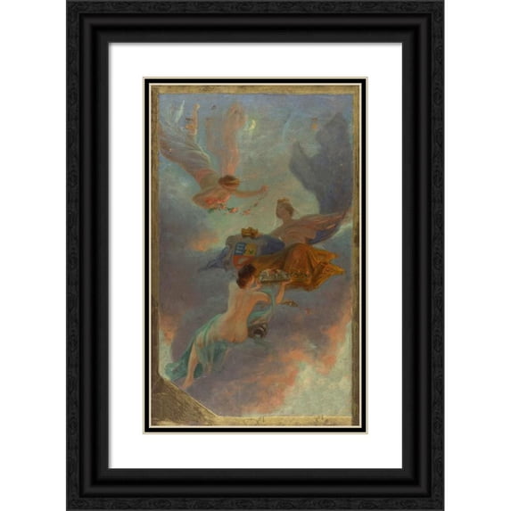 Henry Marius Camille Bouvet 13x18 Black Ornate Wood Framed Double Matted Museum Art Print Titled - The City of Asnieres and the Seine (1904)