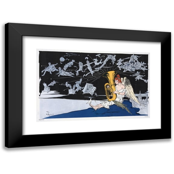 Henry Mayer 24x17 Black Modern Framed Museum Art Print Titled - Miss Peace of the Hague; Ach! I Blow in so Sweet and it Comes Out so Awful! (1914)