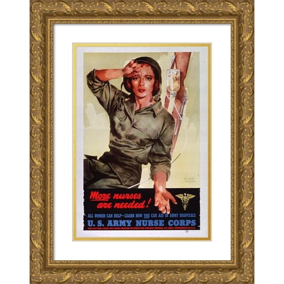 Henry McAlear 11x14 Gold Ornate Wood Frame and Double Matted Museum Art Print Titled - More Nurses Are Needed! (1944)