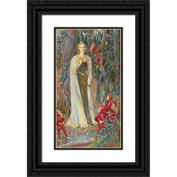 Henry Meynell Rheam 10x14 Black Ornate Wood Framed Double Matted Museum Art Print Titled: Once Upon a Time (Snow White)