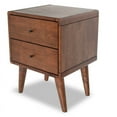 thumbnail image 1 of Henry Mid-Century Modern Solid Wood 2-drawer Nightstand in Walnut, 1 of 4