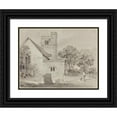 thumbnail image 1 of Henry Monro 18x15 Black Ornate Wood Framed Double Matted Museum Art Print Titled - Aldenham Church, Hertfordshire (1812), 1 of 5
